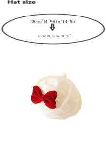 1 件儿童大红色蝴蝶结装饰针织贝雷帽，可爱百搭，适合秋冬季节日聚会和郊游