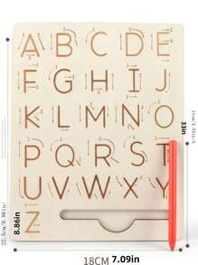 双面凹槽木质字母书写板盲写轨迹训练板 - 追踪板 - 轻松快速学习写 ABC！字母书写板 - 原木色 - 查看 7