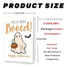 1 张动漫主题纸质贺卡，带有卡通南瓜设计，适合任何人，有趣的万圣节生日幽默卡片，带有笑话 - 万圣节快乐庆祝活动，有趣的卡片，6.3*4.33 英寸，带信封，生日礼物 - 多色 - 查看 2