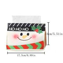 1 件圣诞装饰，创意卡通圣诞老人和雪人印花纸巾盒，家居和餐桌装饰，适用于家庭厨房卧室客厅餐厅，家居装饰配件，装饰盒，女性婚礼礼物，夏季旅行节日必备品