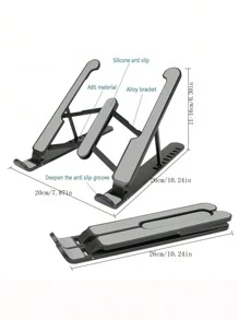 1/2件装(黑色/粉色/白色)可调节笔记本电脑/平板电脑支架,可折叠塑料便携式桌面增高架,符合人体工程学的膝上电脑桌,轻便可折叠笔记本电脑支架,兼容10-15.6英寸笔记本电脑、平板电脑和手机 - 彩色 - 查看 10