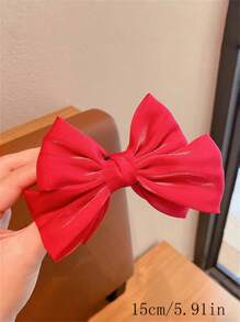 1 szt. Dziewczęca spinka do włosów z bordowym kokardką na Boże Narodzenie i Nowy Rok