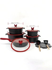 2-15 Stücke Neues Modell Anti-Verbrüh-Antihaftpfanne aus Aluminium-Topf-Druckguss-Set mit Deckel, Mehrzweck-Küchenset, geeignet für Kochtöpfe und Bratpfannen im Haushalt, verwendbar für Gas- und Induktionsherde