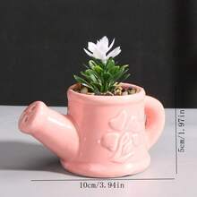1pc Creative Mini Ceramic Watering Can Succulent Planter, Handmade Decor, Minimalist & Fresh Gifts Birthday Graduation - Multicolor - View 4