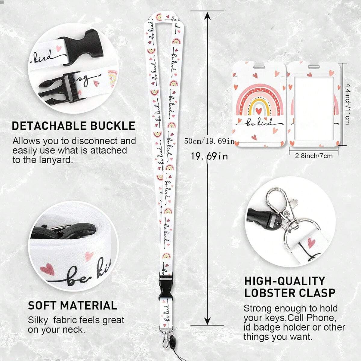 1set (Card Holder + Detachable Lanyard) Rainbow Slider Badge Clip