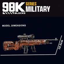 Serie de juguetes de bloques de construcción tipo armas, bloques de construcción para adultos 95 Rifle, Rifle de francotirador 98K Versión Chicken Dinner, Arma de bloques de construcción militar Chicken Dinner como regalo, Modelo de Rifle de francotirador 98K, Juguete de bloques de construcción Rifle 95, AK-47, M4A1 Rifle - Multicolor - Ver 10