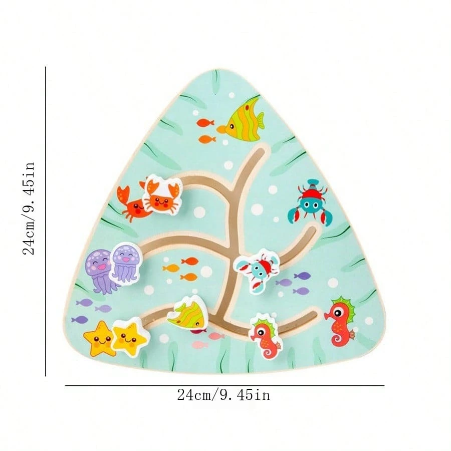 1pc Wooden Route Planning Game Board, Baby Transportation, Fruit