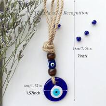 Bùa hộ mệnh mắt xanh thủ công - Mặt dây chuyền mắt ác của Thổ Nhĩ Kỳ | Treo tường bằng thủy tinh màu xanh | Bùa hộ mệnh bảo vệ cho nhà cửa, túi xách và đồ trang trí xe hơi | Quà tặng độc đáo với hạt gỗ màu nâu, đồ trang trí nhà cửa, đồ trang trí phòng, đồ trang trí tường - Nhiều màu - Xem 6