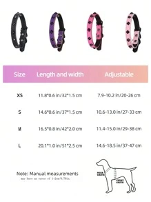 1 件单排黑色铆钉宠物狗项圈，可调节项圈采用耐用 PU 皮革和黑色铆钉装饰制成。