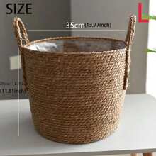 1 chậu hoa đan sẵn có, giỏ mây đựng đồ để bàn, thùng đựng đồ lưu trữ - Nhiều màu - Xem 7