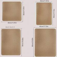 双层蜂窝设计猫砂垫，防滑可洗猫砂盆垫 - 卡其色 - 查看 3