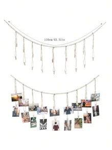 1 件波西米亚风格木珠悬挂相框，带 18 个夹子，适合宿舍、教室、卧室、家庭办公室装饰，非常适合情人节、新年装饰，130 厘米/43.3 英寸 - 彩色 - 查看 5