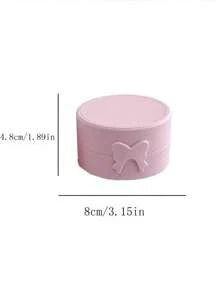1pc Cute Bowknot Mini Horse Makeup Storage Box, Jewelry Organizer, Portable Dustproof Round Box For Unisex, Suitable For Outdoor Travel, Office, School, Daily Use Valentine's Day Back To School