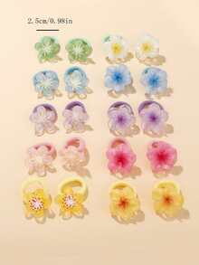 各式各样的透明彩色橡皮筋，可爱的糖果色花朵系列儿童发饰 - 20PCS - 查看 3