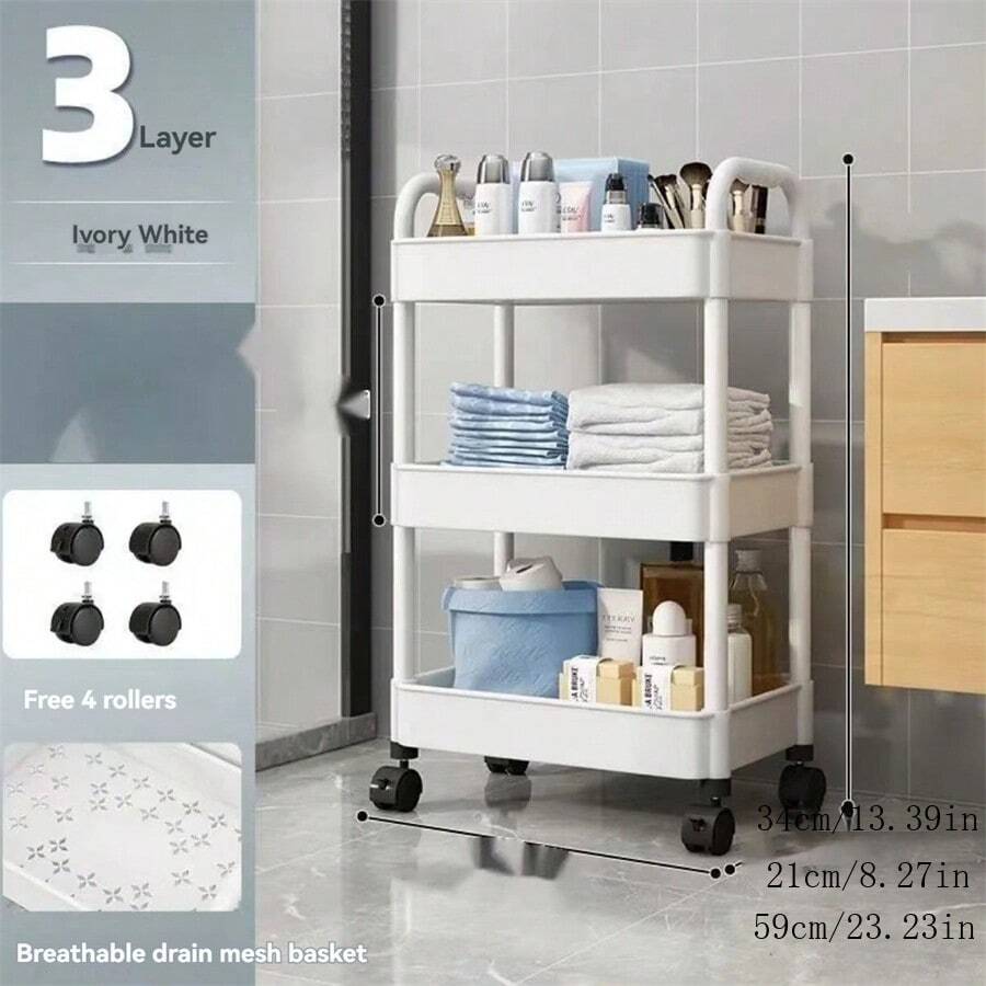Movable Vegetable Food Stationery Shelf Trolley Bed Floor Student