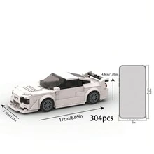 MOC Speed Building Blocks Race Car,City Vehicles Racing Toys, Christmas Gift, Holiday Gift, Children Toys - White - View 7