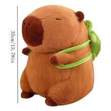 1 件水豚毛绒动物玩具，可爱的水豚毛绒玩具，配有可拆卸的乌龟背包，柔软的枕头毛绒玩具，适合睡觉，男孩和女孩的独特生日礼物，家居装饰 - 棕色 - 查看 3