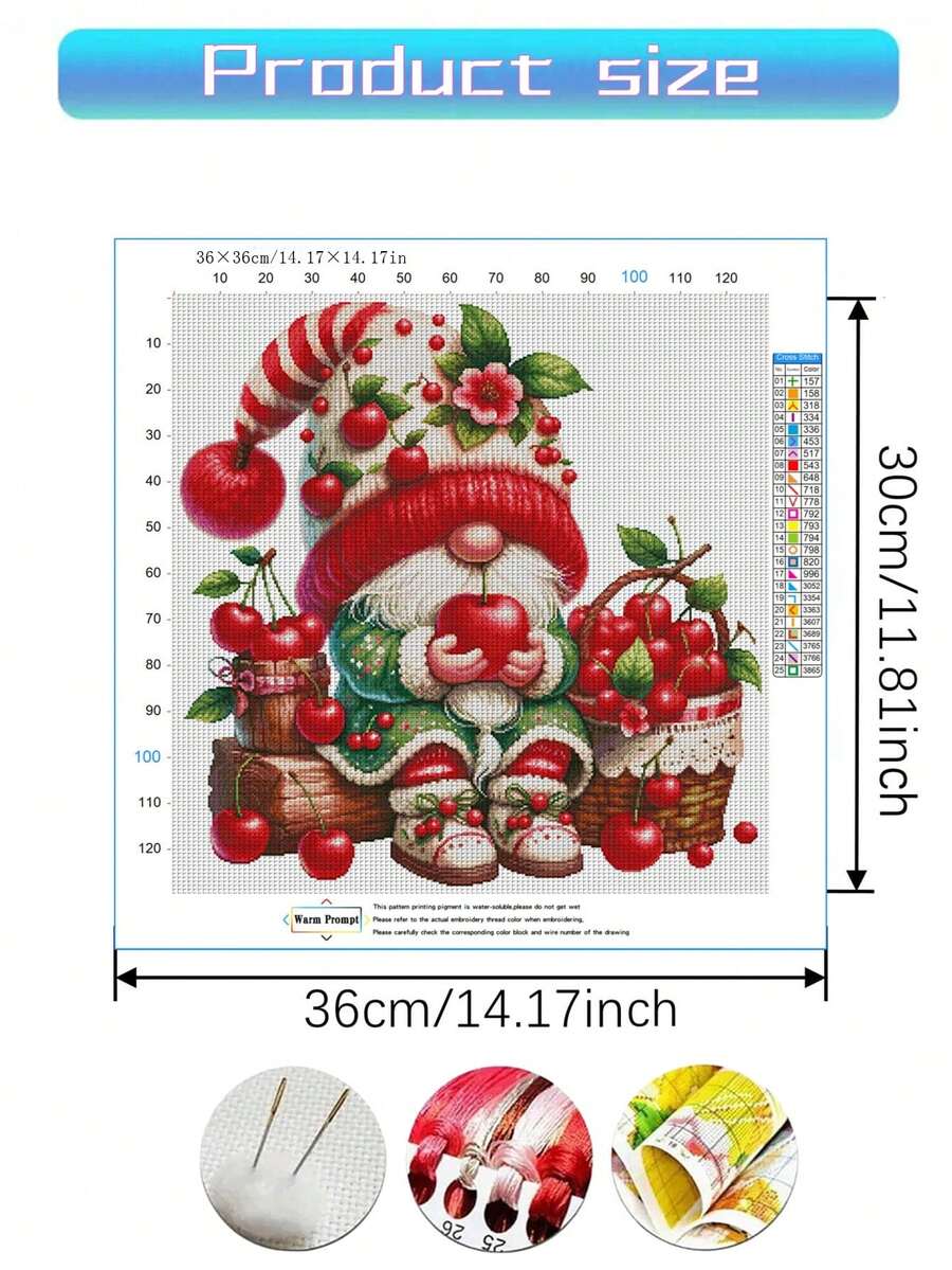 1set Dwarf Pattern Cross Stitch Painting Kit, DIY Cotton Thread