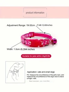 10 chiếc vòng cổ thú cưng có thể điều chỉnh có chuông và phản quang, thiết kế hình dấu chân dễ thương, an toàn cho mèo và chó - Nhiều màu - Xem 7