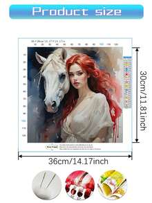 1 Set Horse Rider Design Cross Stitch Painting Kit, DIY Thread Art Needlework Supplies, Assorted Color High Quality Thread, 11CT Crossstitch Embroidery Decorative Painting, Complete Home Decor Embroidered Craft, Suitable For Entryway, Study, Bedroom Etc. Without Frame - Multicolor - View 2
