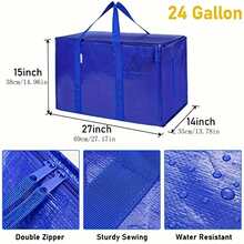 1 件超大搬家袋，带拉链和提手，重型存储手提袋，节省搬家存储空间 - 藍色 - 查看 3