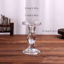 1pc Tall Transparent Glass Roman Column Candlestick, Vintage European Style Decor, For Candle Light Dinner, Wedding And Party - Clear - View 7