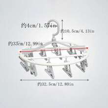 8/32 夹衣服晾衣架，衣服，袜子，内衣晾衣架，带夹子的可折叠挂式晾衣架，可折叠袜子架，衣钩，家用内衣架，卧室，阳台 - 灰色 - 查看 2