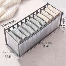 Hộp đựng đồ lót và tất 11 ngăn tiết kiệm không gian - Ngăn kéo vải bền chắc để cất đồ ở nhà và ký túc xá - Xám - Xem 3