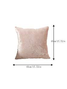 1 vỏ gối nhung trơn màu trang sức, vỏ gối vuông cho ghế sofa, không có ruột - Hồng - Xem 3
