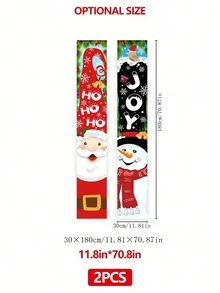 2 cái/bộ mới 2025 câu đối Giáng sinh hoạt hình phong cách người tuyết treo cờ, đồ trang trí Giáng sinh - Nhiều màu - Xem 2