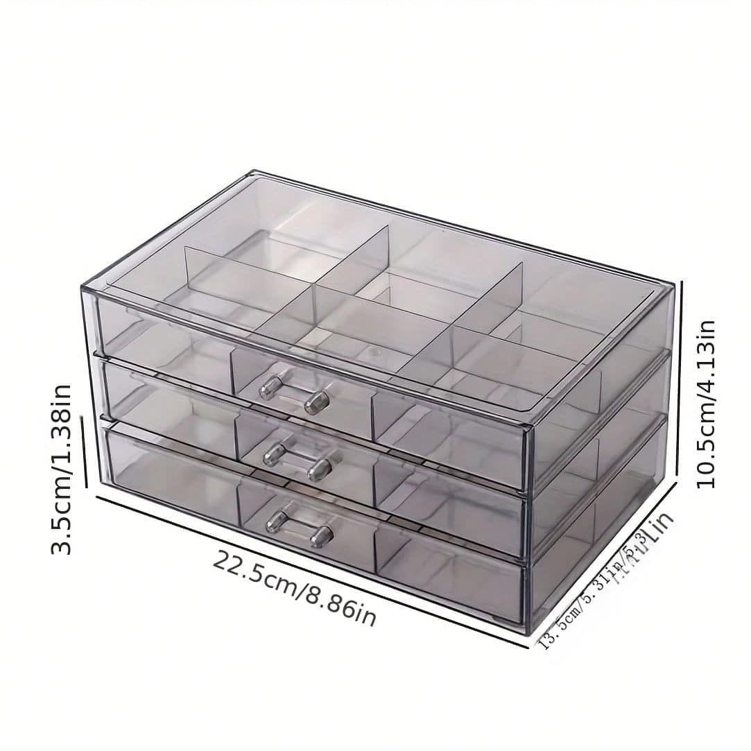 1pc MultiGrid Transparent Plastic Organizer Box With Dividers