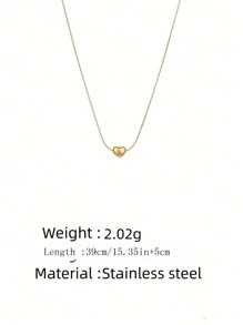 1 Delicate And Elegant Heart Pendant Design Stainless Steel Necklace Is Suitable For Girls To Wear At Parties As A Gift For Their Mothers. - Gold - View 3