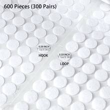 600 个（300 对）0.59 英寸直径强力粘性圆形尼龙自粘点，带粘合剂的钩环紧固件点，适用于教室、办公室、家庭 - White-300Pairs-0.59lnch - 查看 2