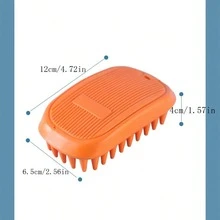 Cepillo de limpieza para mascotas, cepillo de baño de silicona para perros, cepillo de aseo para gatos, cepillo de masaje suave - Naranja - Ver 2