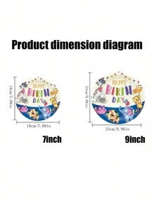 24 件套，一次性餐具，卡通动物园主题一次性纸盘，蛋糕盘，派对盘，生日盘，适用于生日派对、促销、聚会、野餐、露营、烧烤、海滩派对等各种节日 - 彩色 - 查看 4