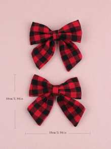 2 Stück rote und schwarze karierte Haarschleifen-Clips für Mädchen, willkommen als Neujahrshaar-Accessoires, geeignet für Neujahrsfeiern, Weihnachts-Haarschmuck