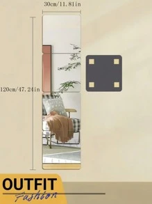 1 套 4 件 12 英寸大圆角全长亚克力镜子，适用于宿舍/家庭的壁挂式衣柜镜子，无需钻孔，粘贴，加厚纸板包装最佳礼物 - 背灰 - 查看 3