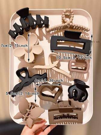 11 pièces Pinces à cheveux élégantescadeau pratique et décoratif pour les filles, convient pour les déplacements, les occasions décontractées, ajoutant une touche minimaliste et sophistiquée à votre look