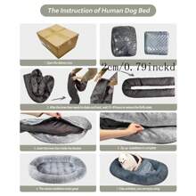 Cama plegable para humanos y perros - Cama para mascotas 3 en 1 extra grande, de estiramiento, adecuada para adultos, con espuma de celdas de huevo de soporte, forro impermeable y esponjoso - Multicolor - Ver 5