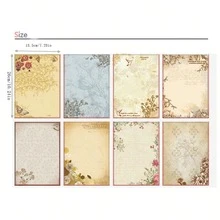 10 张复古浪漫花卉文具纸 - 彩色 - 查看 3