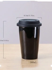 1 件 300 毫升双层陶瓷保温杯，拿铁艺术咖啡杯，易于清洁的情侣简易水杯，保持饮料凉爽，早餐杯，节日礼物咖啡杯 - 陶瓷水杯 - 查看 2