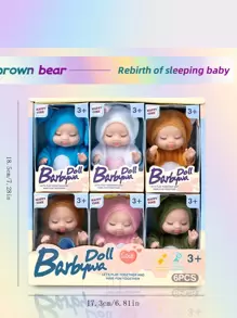重生娃娃 6 件套 4 英寸迷你婴儿娃娃、睡觉可爱毛绒娃娃动物服装长袍娃娃小逼真婴儿娃娃、可爱仿生娃娃、婴儿护理玩具、生日礼物、派对礼物、情人节礼物、复活节、新年礼物（彩色盒子随机）