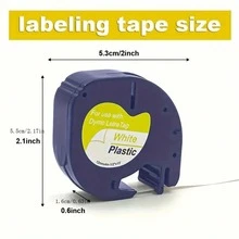 5 件装兼容 Dymo LetraTag 替换装 91331 12 毫米白色塑料标签带 LT-100H 1/2 英寸 91201 - 白色 - 查看 4