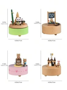 1pc Panda Themed Creative Colorful Rotating Sushi Music Box, Needs Switch Press And Bottom Winding, Sweet Newlyweds Gift - Multicolor - View 3