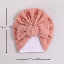 3 件套欧美风格儿童蝴蝶结无檐便帽，纯色泰迪羊毛冬季保暖可爱厚帽，秋冬爱情情人节