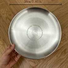 [Gấu] Khay kim loại thép không gỉ phong cách Hàn Quốc, Đĩa tráng miệng lan truyền, Đĩa phẳng tròn dày - Xám - Xem 2