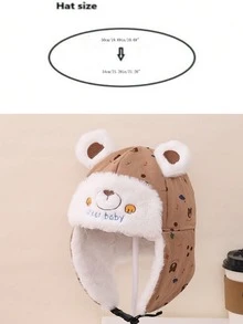 1 chiếc mũ trùm đầu giữ ấm tai in hình chú gấu dễ thương cho trẻ em mùa đông - con gấu - Xem 3