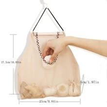 1 pieza Bolsa colgante de almacenamiento de cocina, bolsa perforada para almacenar cebollas, ajos, frutas y verduras