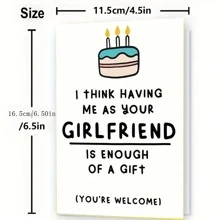 1pc, Gift, Funny Birthday Card For A Boyfriend Or Girlfriend Including Envelope, Message Card, Thank You Card, Greeting Card, Blessing Card, Commemorative Card, Anniversary Message Card - Multicolor - View 3