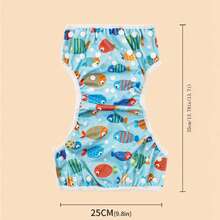 1PC Fish Print Reusable Adjustable Washable Baby Swim Diaper Swim Underwear - Multicolor - View 7